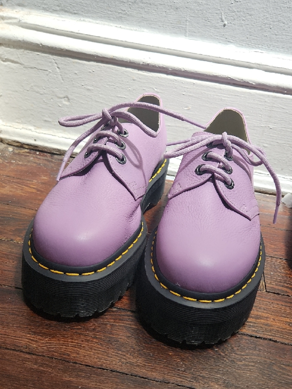 Dr. Martens Lilac Leather Platform Lace-Up Shoes - Picture 3 of 5